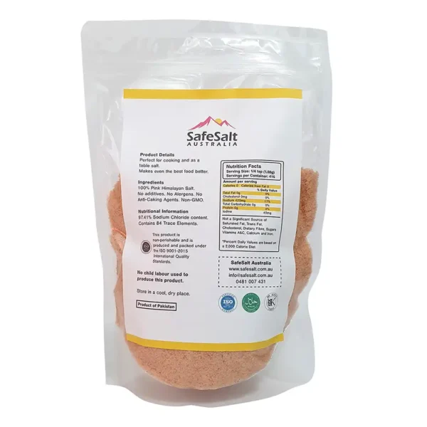 himalayan-salt-fine-450g-back back label of pink himalayan fine salt in a 450g bag