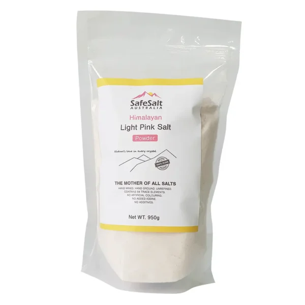 light-pink-himalayan-salt-powder-950g-front light pink himalayan salt powder front of pouch 950g