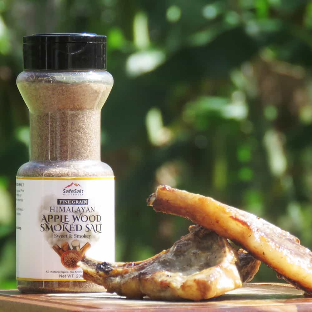 Smoked Salt next to a steak